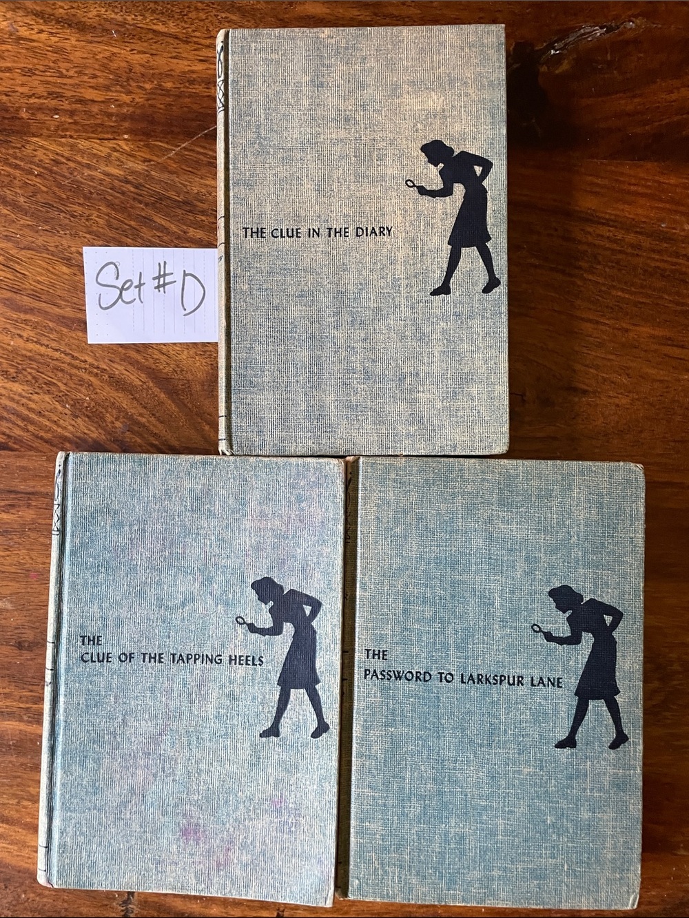 3 Vintage Nancy Drew Hardcover Books Carolyn Keene Tweed Blue Covers (Set #D)